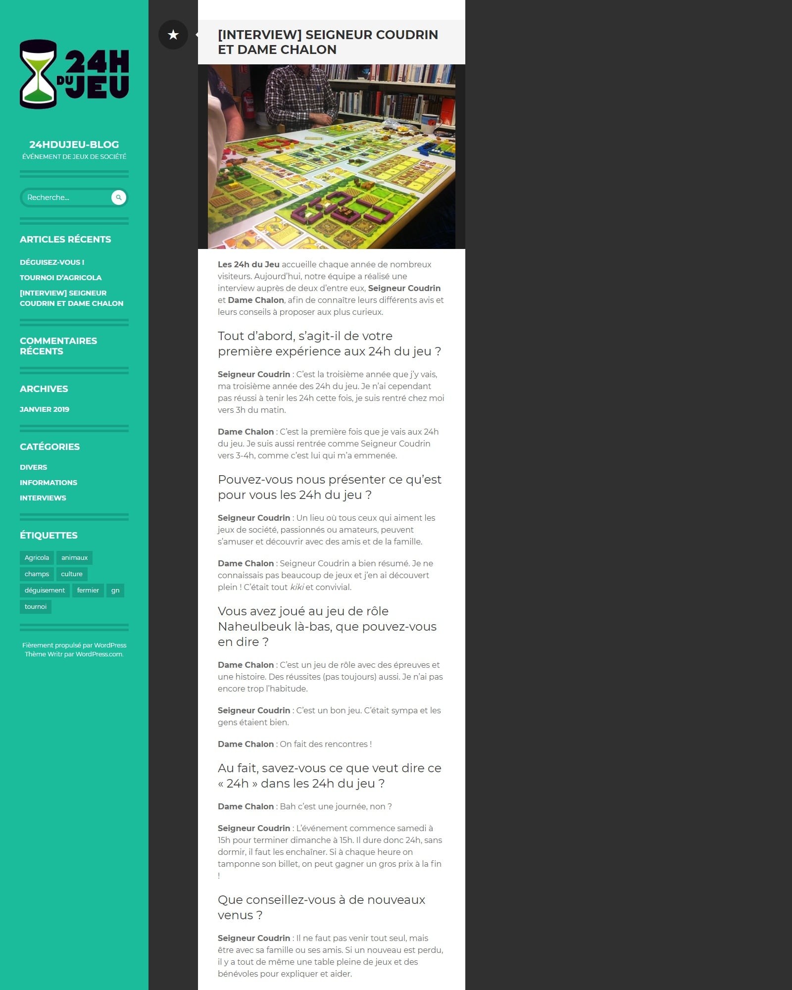 Aperçu du blog des 24 heures du jeu